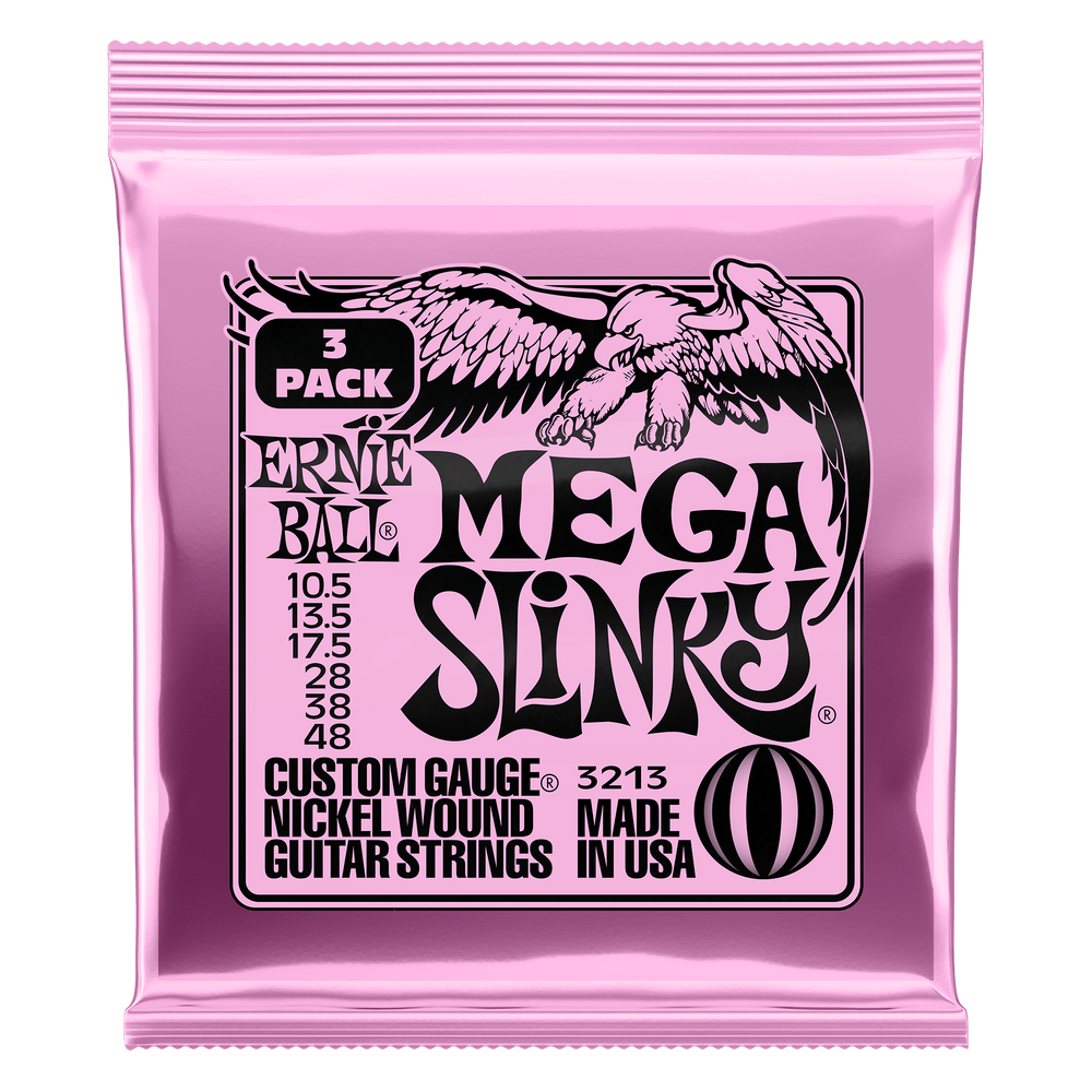 Ernie Ball Mega Slinky Nckl Wnd Elec Gtr Strings 3 Pk 10.5 48-Buzz Music