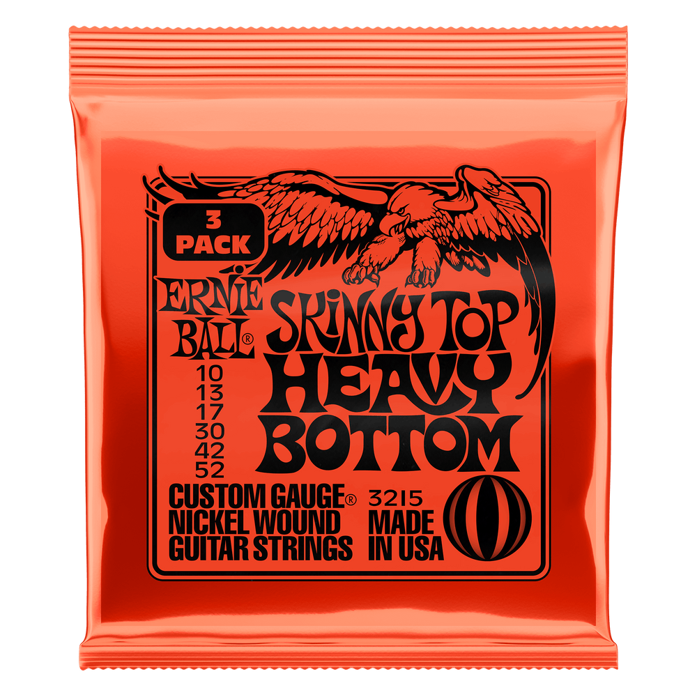 Ernie Ball Skinny Top Heavy Bottom Slinky Nickel Wound Electric Guitar Strings 3 Pack - 10-52 Gauge-Buzz Music