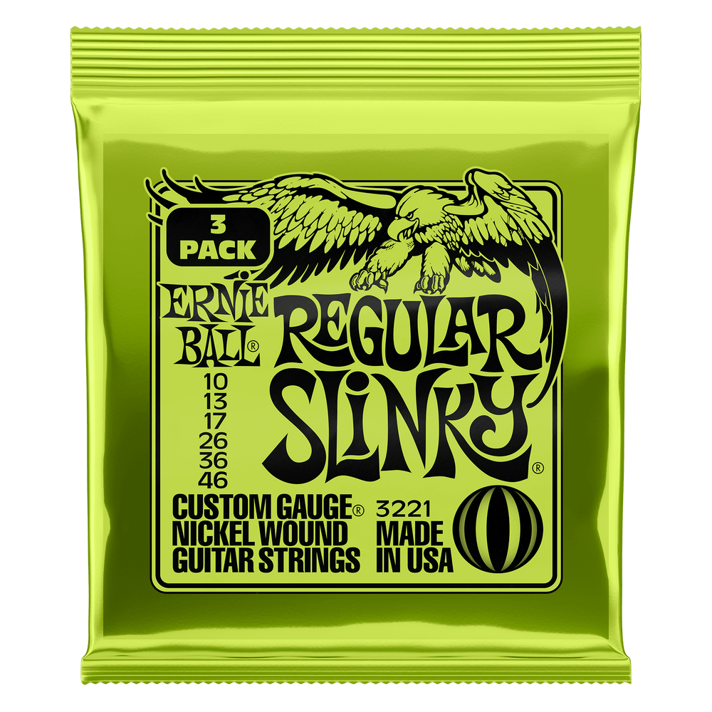 Ernie Ball Regular Slinky Nickel Wound Electric Guitar Strings 3 Pack - 10-46 Gauge-Buzz Music