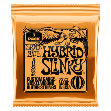 Ernie Ball Hybrid Slinky Nickel Wound Electric Guitar Strings 3 Pack - 9-46 Gauge-Buzz Music