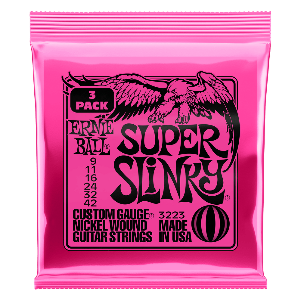 Ernie Ball Super Slinky Nickel Wound Electric Guitar Strings 3 Pack - 9-42 Gauge-Buzz Music