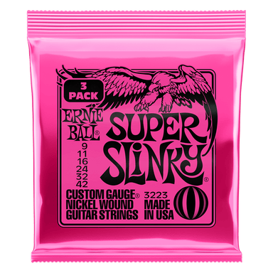 Ernie Ball Super Slinky Nickel Wound Electric Guitar Strings 3 Pack - 9-42 Gauge-Buzz Music