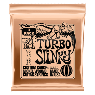 Ernie Ball Turbo Slinky Nckl Wnd Elec Gtr Strings 3 Pk 9.5 46-Buzz Music