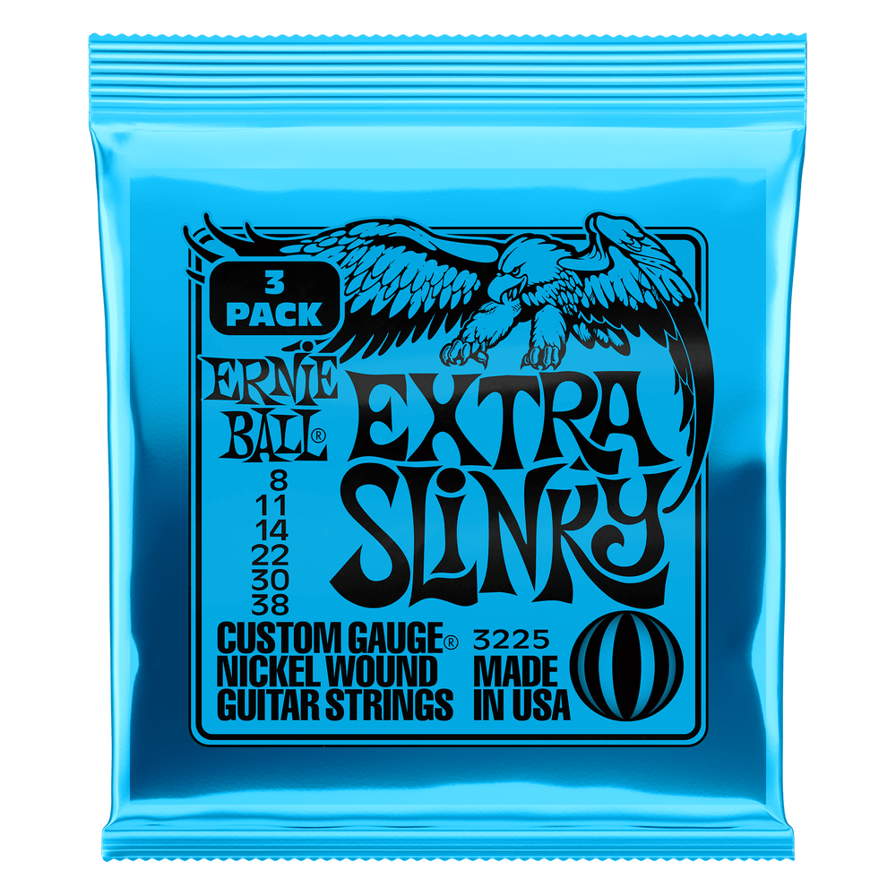 Ernie Ball Extra Slinky Nckl Wnd Elec Gtr Strings 3 Pk 8 38-Buzz Music