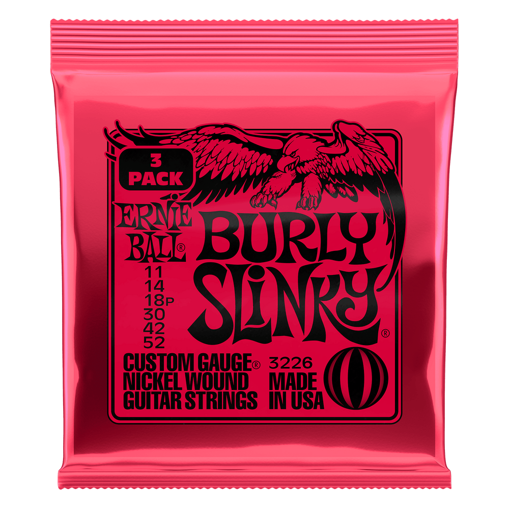 Ernie Ball Burly Slinky Nckl Wnd Elec Gtr Strings 3 Pk 11 52-Buzz Music