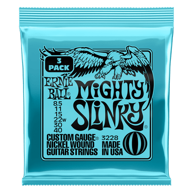 Ernie Ball Mighty Slinky Nckl Wnd Elec Gtr Strings 3 Pk 8.5 40-Buzz Music