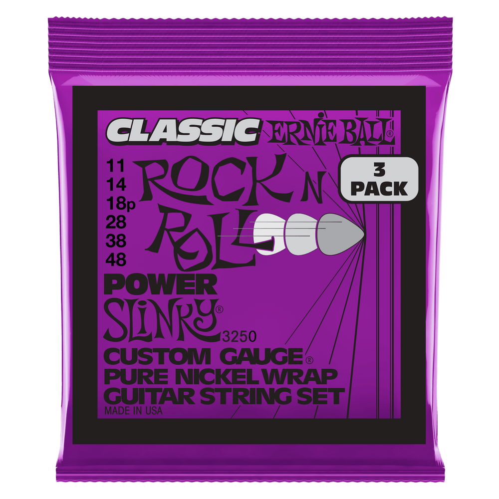 Ernie Ball Power Slinky Classic Rnr Pure Nckl Elec Gtr Strings 3 Pk 11 48-Buzz Music