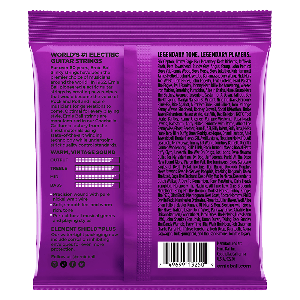 Ernie Ball Power Slinky Classic Rnr Pure Nckl Elec Gtr Strings 3 Pk 11 48-Buzz Music