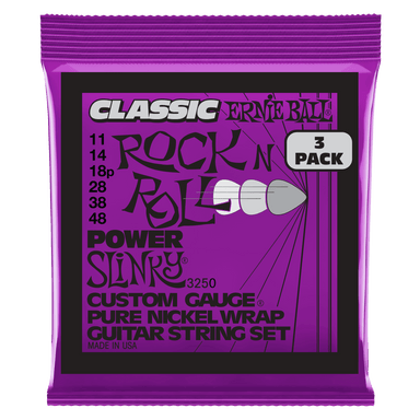 Ernie Ball Power Slinky Classic Rnr Pure Nckl Elec Gtr Strings 3 Pk 11 48-Buzz Music