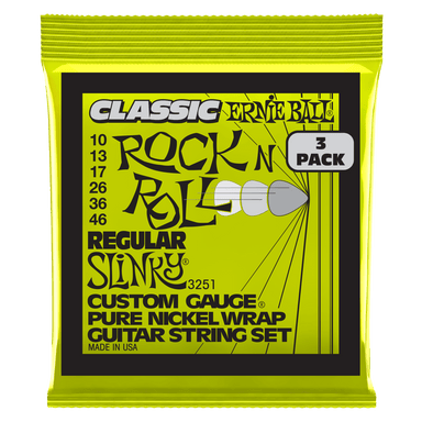 Ernie Ball Regular Slinky Classic Rnr Pure Nckl Elec Gtr Strings 3 Pk 10 46-Buzz Music