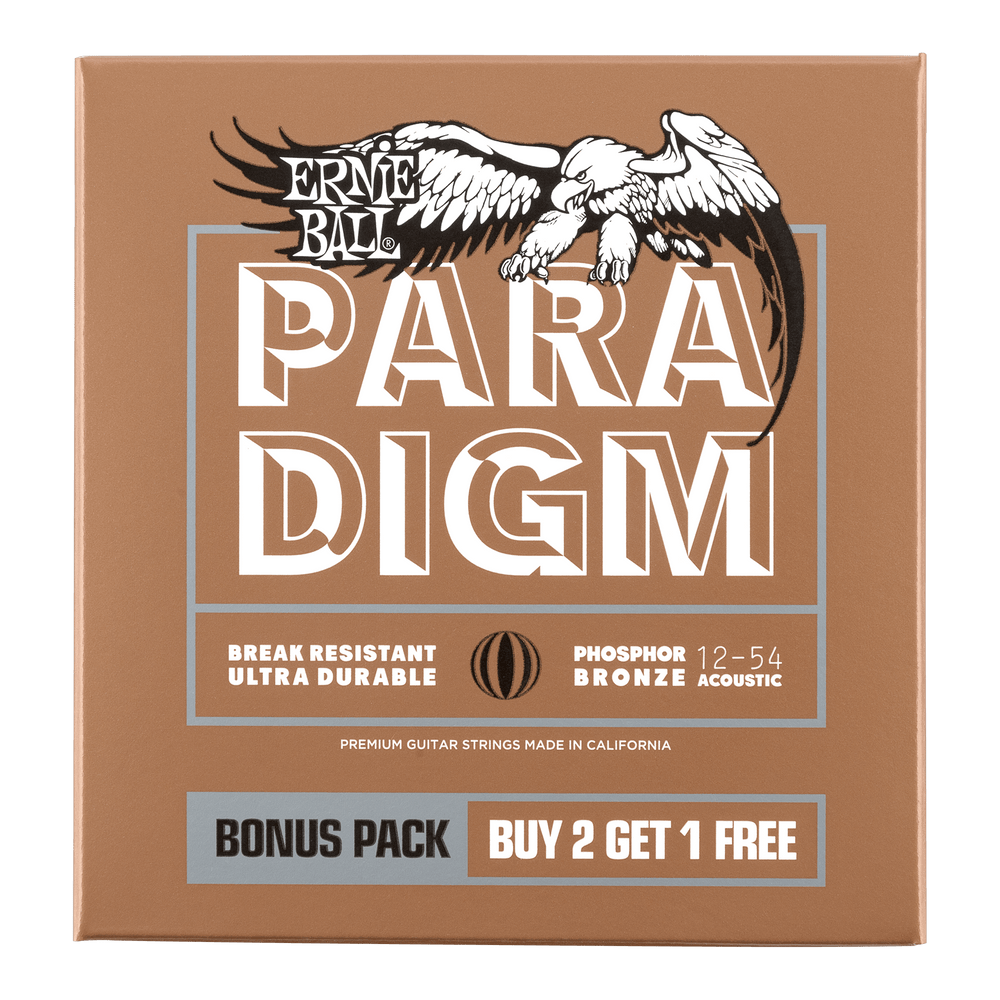 Ernie Ball 3 Pack - 12-54 Paradigm Med Light Phosphor Bronze Acoustic Guitar Strings-Buzz Music