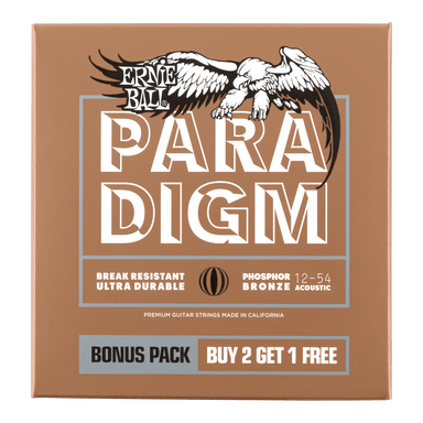 Ernie Ball 3 Pack - 12-54 Paradigm Med Light Phosphor Bronze Acoustic Guitar Strings-Buzz Music