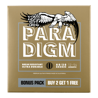 Ernie Ball 3 Pack - 12-54 Paradigm Med Light 80/20 Bronze Acoustic Guitar Strings-Buzz Music