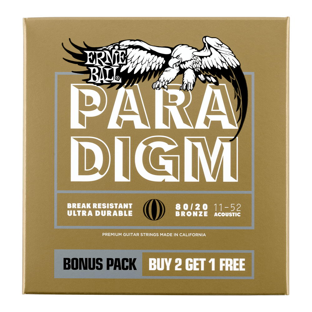 Ernie Ball 3 Pack - 11-52 Paradigm Light 80/20 Bronze Acoustic Guitar Strings-Buzz Music