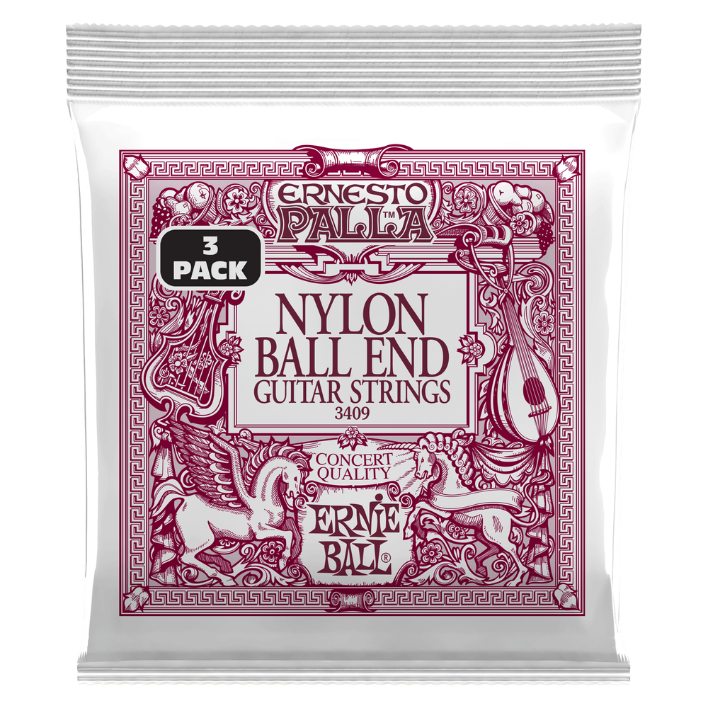 Ernie Ball Ernesto Palla Black And Gold Ball End Nylon Classical Gtr Strings 3 Pk-Buzz Music