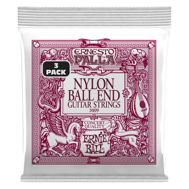 Ernie Ball Ernesto Palla Black And Gold Ball End Nylon Classical Gtr Strings 3 Pk-Buzz Music