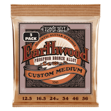 Ernie Ball Erthwd Custom Med Phos Brnz Ac Gtr Strings 3 Pk 12.5 56-Buzz Music