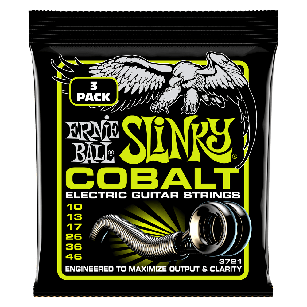 Ernie Ball Regular Slinky Cobalt Electric Guitar Strings 3 Pack - 10-46 Gauge-Buzz Music