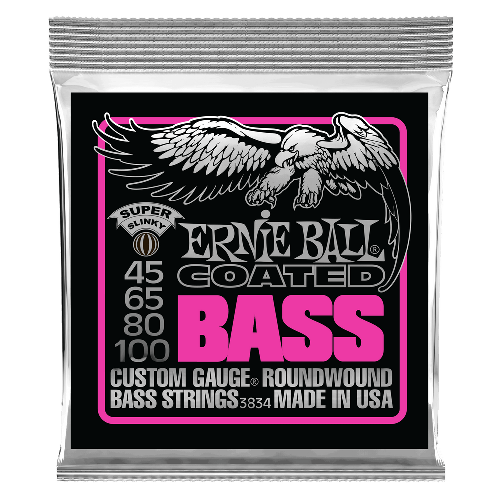 Ernie Ball Super Slinky Coated Electric Bass Strings - 45-100 Gauge-Buzz Music