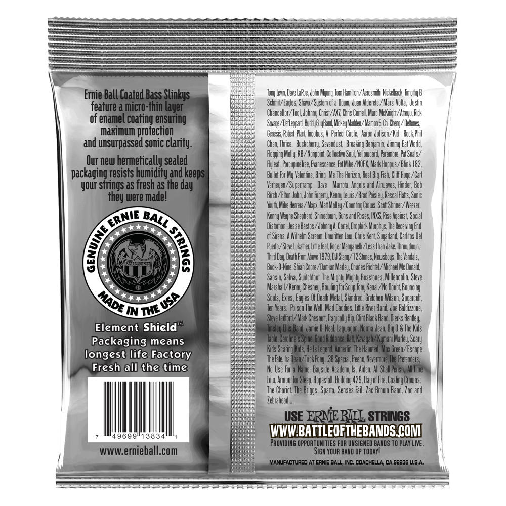 Ernie Ball Super Slinky Coated Electric Bass Strings - 45-100 Gauge-Buzz Music