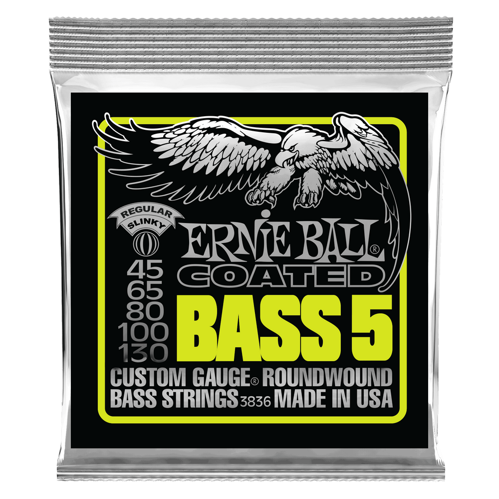 Ernie Ball Bass 5 Slinky Coated Electric Bass Strings - 45-130 Gauge-Buzz Music