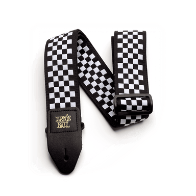 Ernie Ball Black And White Checkered Jacquard Strap-Buzz Music