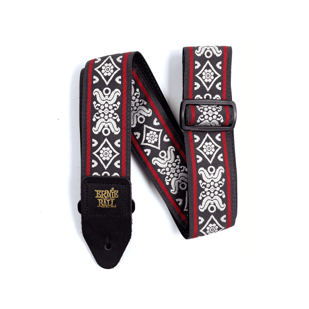 Ernie Ball Blackjack Red Jacquard Strap-Buzz Music