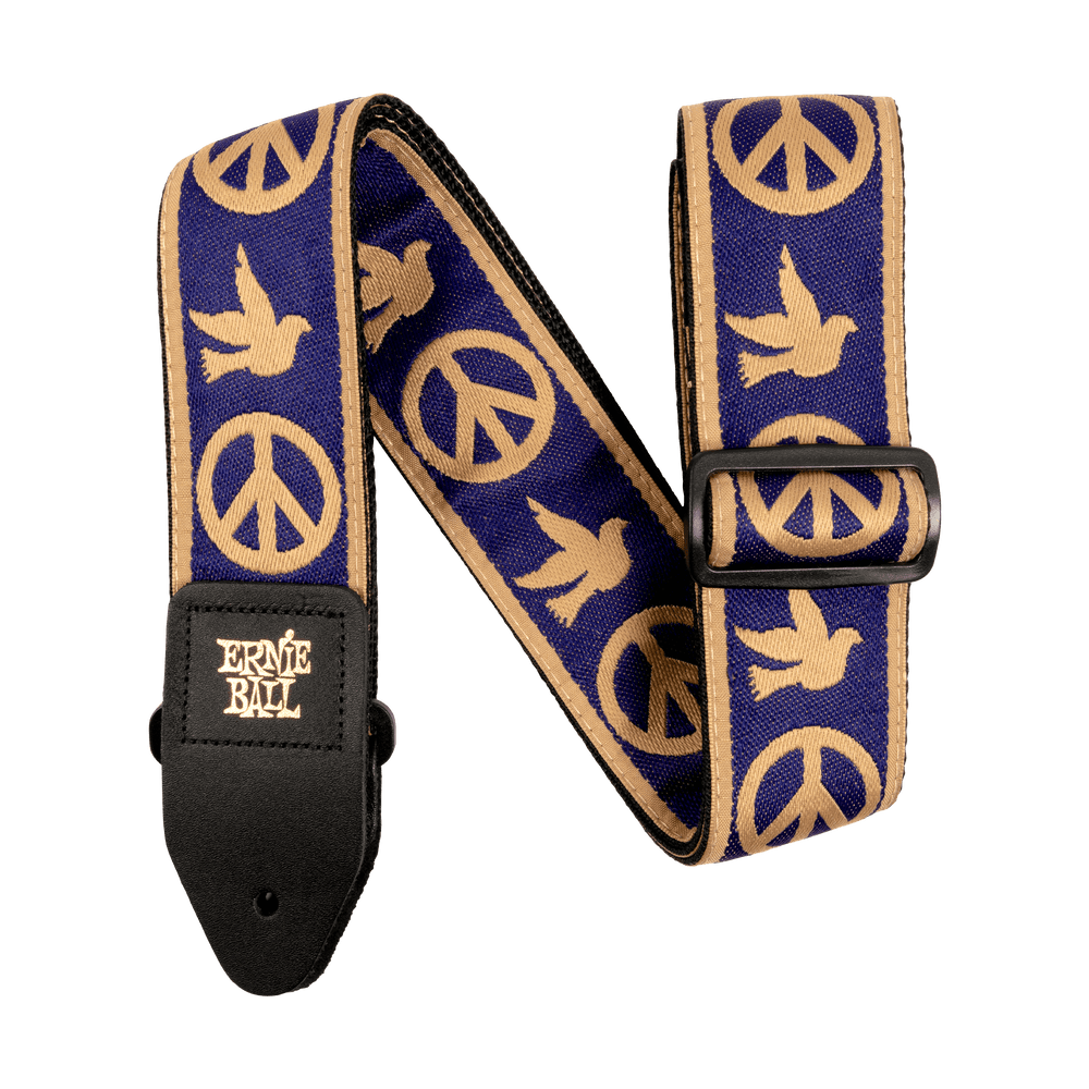 Ernie Ball Navy Blue And Beige Peace Love Dove Jacquard Strap-Buzz Music