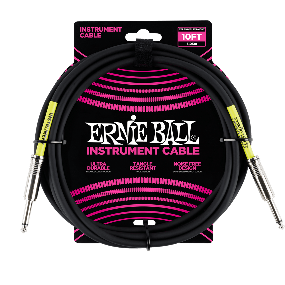 Ernie Ball 10 Straight / Straight Instrument Cable - Black-Buzz Music