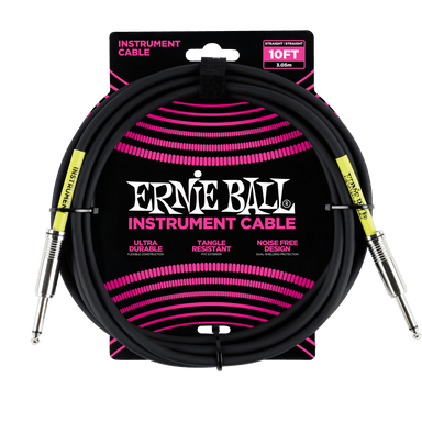 Ernie Ball 10 Straight / Straight Instrument Cable - Black-Buzz Music