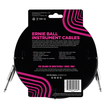 Ernie Ball 10 Straight / Straight Instrument Cable - Black-Buzz Music