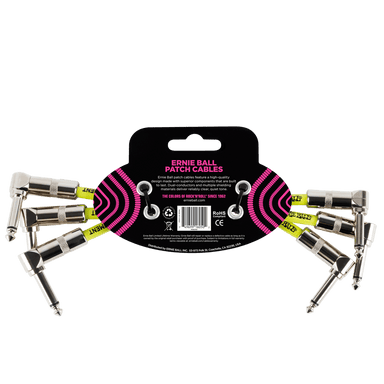 Ernie Ball 6 Angle / Angle Patch Cable 3-Pack - Black-Buzz Music