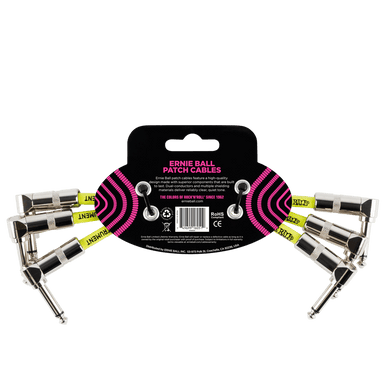 Ernie Ball 6 Angle / Angle Patch Cable 3-Pack - White-Buzz Music