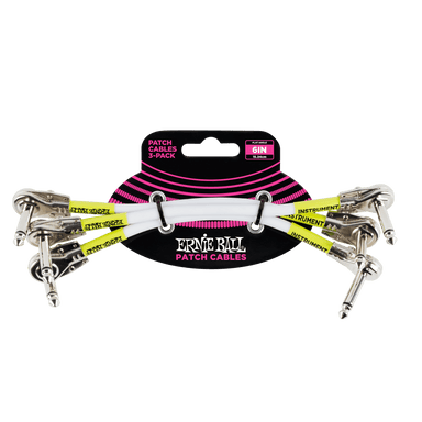 Ernie Ball 6 Flat Angle / Flat Angle Patch Cable 3-Pack - White-Buzz Music