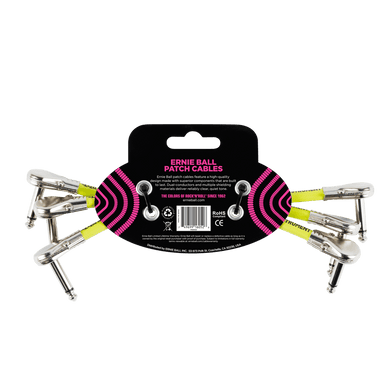 Ernie Ball 6 Flat Angle / Flat Angle Patch Cable 3-Pack - White-Buzz Music