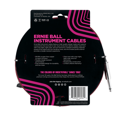 Ernie Ball 25 Braided Straight / Angle Instrument Cable - Black / Red-Buzz Music