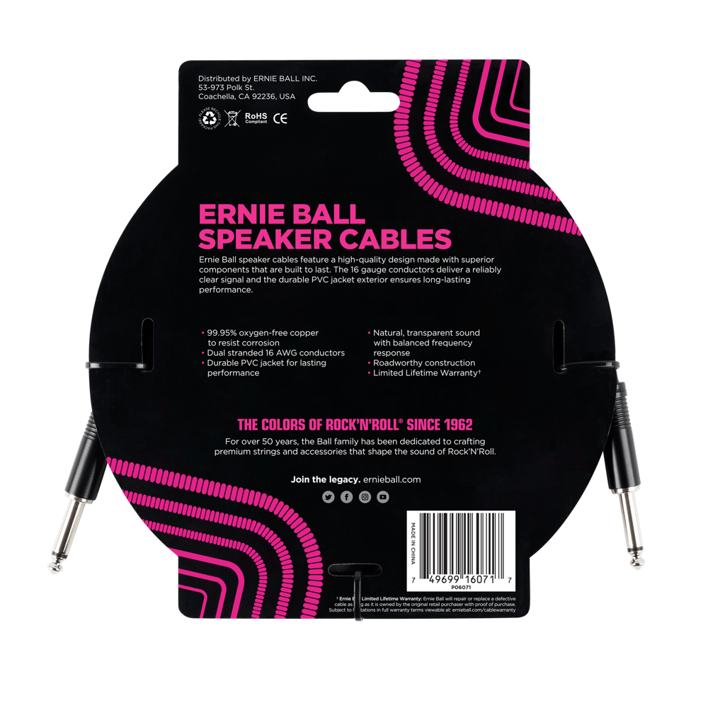 Ernie Ball 3 Straight / Straight Speaker Cable-Buzz Music