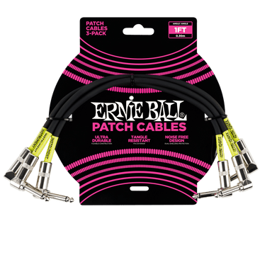 Ernie Ball 1 Angle / Angle Patch Cable 3-Pack - Black-Buzz Music