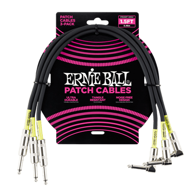 Ernie Ball 1.5 Straight / Angle Patch Cable 3-Pack - Black-Buzz Music