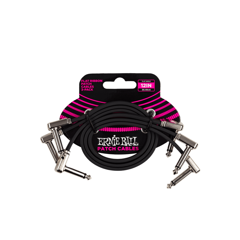 Ernie Ball 12Inch Flat Ribbon Patch Cable 3-Pack-Buzz Music