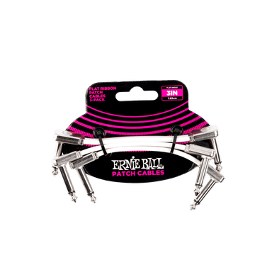 Ernie Ball 3In Flat Ribbon Patch Cable White 3 Pack - White-Buzz Music