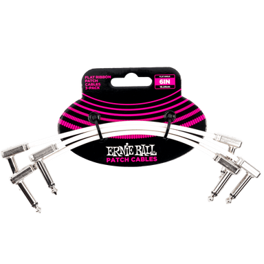 Ernie Ball 6In Flat Ribbon Patch Cable White 3 Pack - White-Buzz Music