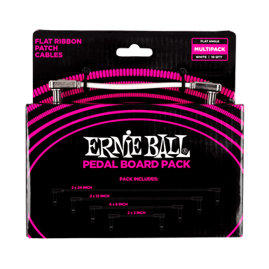 Ernie Ball Flat Ribbon Patch Cables Pedalboard Multi-Pack - White-Buzz Music