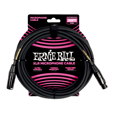 Ernie Ball 20Ft Male Female Xlr Microphone Cable Black-Buzz Music