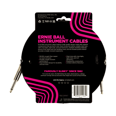 Ernie Ball 10Ft Braided Straight Straight Inst Cable Purple Black-Buzz Music