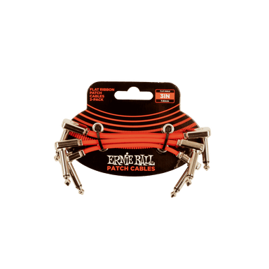 Ernie Ball 3 Flat Ribbon Patch Cable Red 3-Pack-Buzz Music