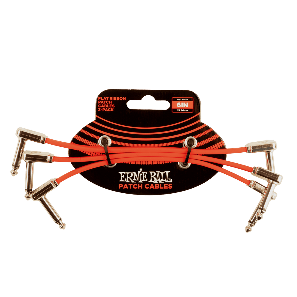 Ernie Ball 6 Flat Ribbon Patch Cable Red 3-Pack-Buzz Music