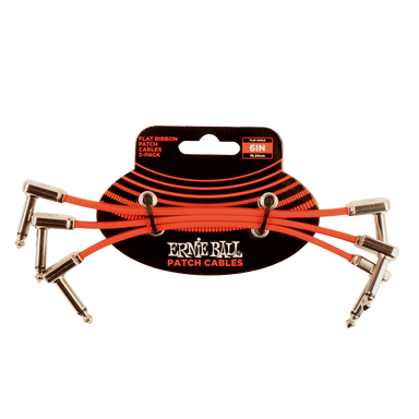 Ernie Ball 6 Flat Ribbon Patch Cable Red 3-Pack-Buzz Music