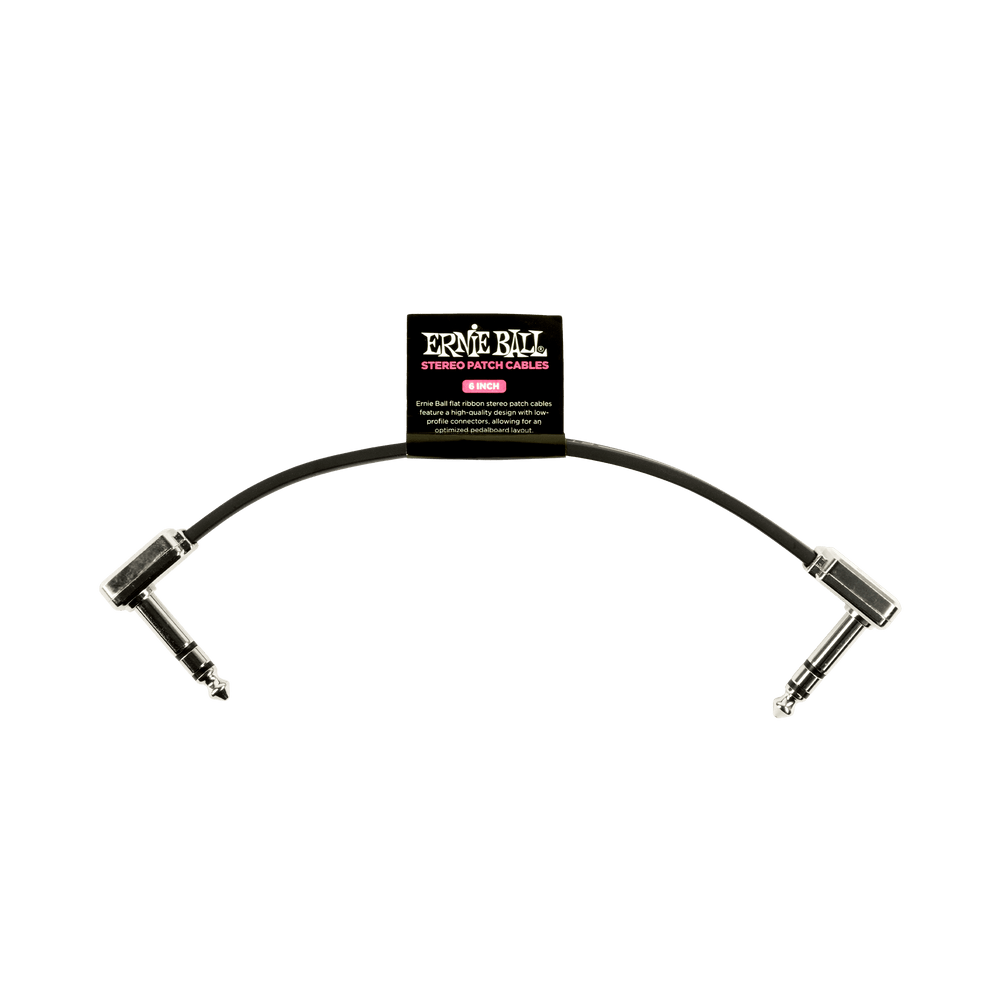 Ernie Ball 6 Flat Ribbon Stereo Patch Cable Black Single-Buzz Music