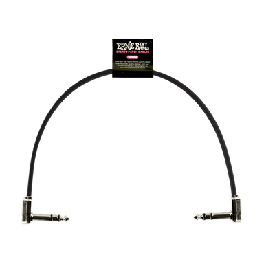 Ernie Ball 12 Flat Ribbon Stereo Patch Cable Black Single-Buzz Music